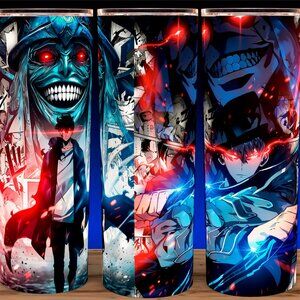Solo Leveling Sun Jinwoo and Statue of God Anime Cup Mug Tumbler 20oz